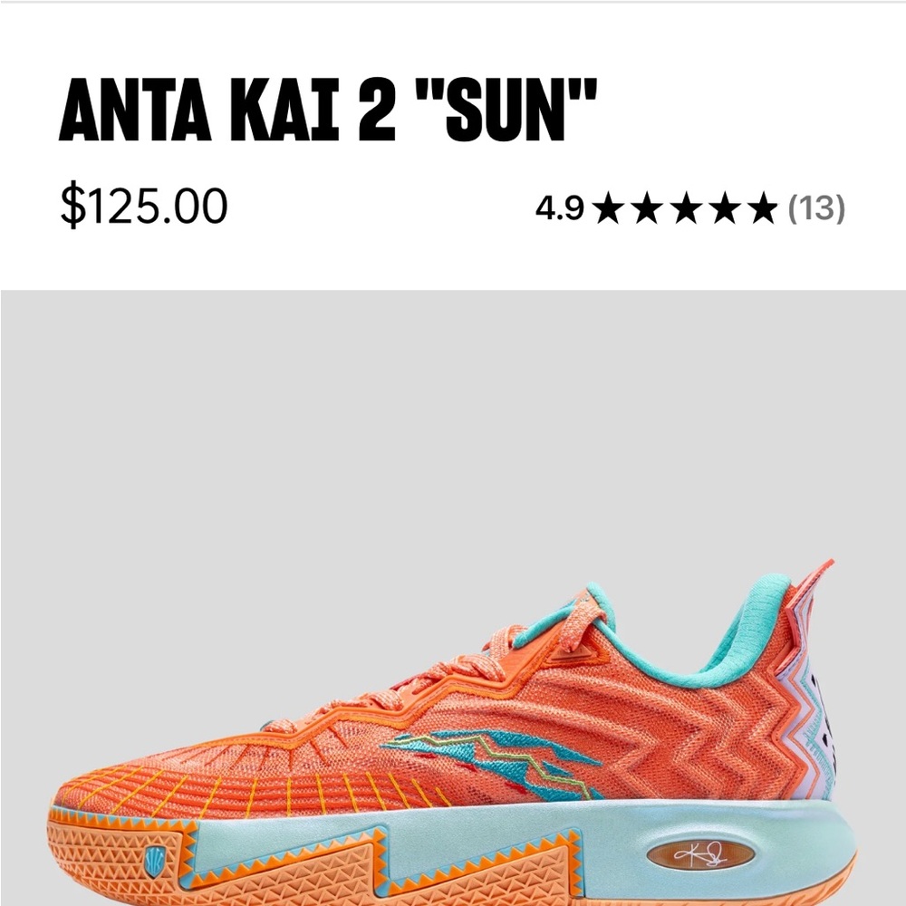 Anta Kai 2 Sun Orange Athletic Shoes